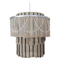 Lustre suspendu en macramé artisanal personnalisable en coton, style Art Déco Bohème, pour décoration intérieure et mariages