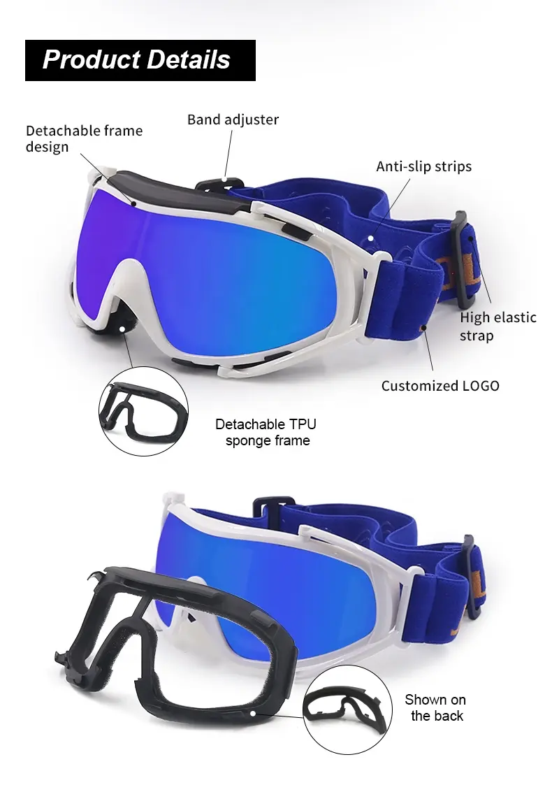Jiepolly intercambio personalizado magnético Uv400 deportes esquí gafas al aire libre a prueba de viento diseño motocicletas ciclismo gafas