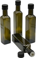 Bouteille en verre pour huile d'olive 250 ml, vert antique, avec bec verseur et bouchon inviolable, modèle 2026