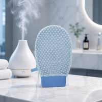 Nouveau Gant de Bain Bleu Double Face Moderne Marocain pour Hammam en Viscose et Polyester pour le Corps