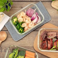 Conteneurs de stockage alimentaire rectangulaires empilables en verre borosilicate de haute qualité avec couvercles en PP pour la vaisselle promotionnelle – Vente en gros usine