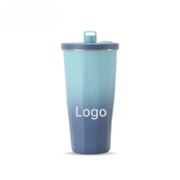 Gobelet isotherme portable en acier inoxydable à double paroi, anti-fuite, avec paille escamotable, pour café de voyage