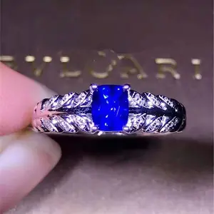 European beautiful stone jewelry 18k gold wedding ring women 0.63ct Sri Lanka natural unheated royal blue sapphire ring