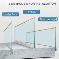 Rampe de fond en aluminium Rampe de balcon Clôture d'escalier Verre Base en U Conception de chaussure Droit Flottant Maison Balustrades Mains courantes