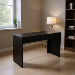 Scrivania per Computer in Wengue Nero con 2 Cassetti, Superficie in Legno, Arredamento per Ufficio Domestico - Product Image 2