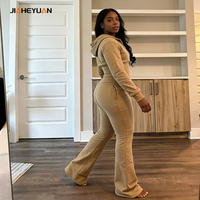 Ensemble de vêtements pour femmes, veste zippée à col court personnalisée et pantalon évasé, vêtements de sport, tenues de fitness, streetwear, ensembles 2 pièces