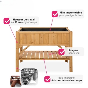 Maceta de <span class=keywords><strong>madera</strong></span> con almacenamiento para herramientas, huerto en soporte de <span class=keywords><strong>madera</strong></span> elevado, para jardín, invernadero, 119X53X90 - Product Image 4
