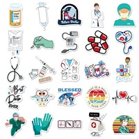 Paquete de 50 Pegatinas Decorativas de PVC Impermeables con Diseño de Doctor y Enfermera para Tazas, Botellas, Cuadernos, Equipaje, Laptops y Patinetas