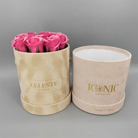 Boîte Cadeau Ronde en Carton Recyclé Écologique pour Fleurs avec Laminage Mat et Gaufrage Épaisseur 2mm