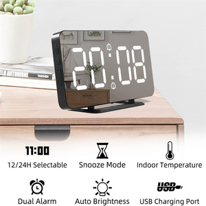 Đồng Hồ Báo Thức Kỹ Thuật Số Đồng Hồ LED Treo Tường Để Bàn 2 Cổng USB Tự Động Báo Lại Cảm Ứng Điện Tử - Product Image 3