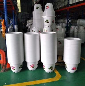 Pot de fleurs en plastique blanc avec logo personnalisé, matériau PP, écologique, léger, pour jardin, pépinière, bonsaï, imperméable - Product Image 3