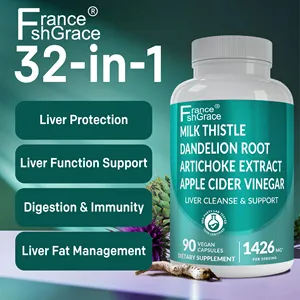 活性肝脏健康配方32合1肝脏补充剂，含水飞蓟和蒲公英根，用于肝脏排毒和清洁
