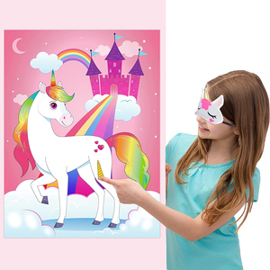 HAWIN, 24 Uds., Pin the Horn on Unicorn, Make a Face Sticker, mezcla y combina juegos <span class=keywords><strong>de</strong></span> fiesta, póster <span class=keywords><strong>de</strong></span> unicornio, decoraciones <span class=keywords><strong>para</strong></span> fiesta <span class=keywords><strong>de</strong></span> <span class=keywords><strong>cumpleaños</strong></span> <span class=keywords><strong>para</strong></span> niños - Product Image 1