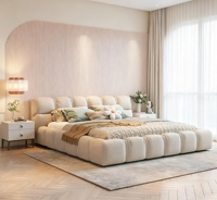 Lit capitonné moderne de taille King avec revêtement en tissu et cadre en bois de pin, sommier, garantie 3-5 ans