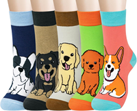 Chaussettes en coton pour femmes Chalier Cozy Over Knee, 5 paires, motif animal, chien, chat, cadeaux amusants et originaux pour femmes, taille unique (Corgi rose)