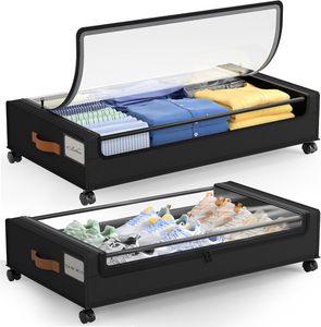 Organisateur de rangement pour chaussures sous le lit, tiroir métallique roulant, rangement sous le lit pour vêtements avec roulettes - Product Image 1