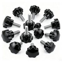 Bouton à sept branches en plastique noir sur mesure M6 M8 M10, vis de serrage à poignée filetée en acier inoxydable zingué, acier au carbone pour