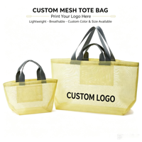 Sac de courses en nylon recyclé grande taille pour supermarché, sac fourre-tout en filet transparent avec logo, sac de plage réutilisable