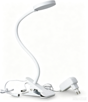 Lampe de lecture LED portable USB à pince flexible pour hôtel, chevet, bureau, avec variateur d'intensité, design minimaliste en métal