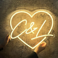 Panneau lumineux LED personnalisé en forme de cercle, lettres initiales, cœur, néon, affichage de mariage avec LOVE pour la publicité