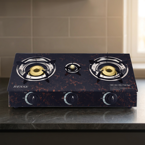 6mm Tempered Glass 3 <b>Burner</b> Gas Cooktop Electronic Ignition Knob Control Table Freestanding Cooker for Home Hotel Outdoor - Product Image 4