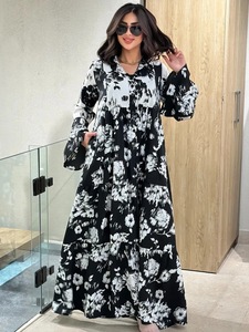 <span class=keywords><strong>Abaya</strong></span> ample et fluide imprimée florale, col en V, style <span class=keywords><strong>kimono</strong></span>, caftan, vêtement islamique, vente en gros ODM - Product Image 6