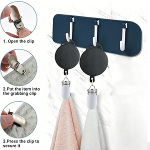 Boucle à ouverture facile de 4 cm avec adhésif, pince à serviette sans perçage, boucle télescopique multifonctionnelle, pince à ouverture facile, porte-clés - Product Image 1
