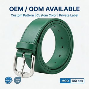 Ceinture de baseball personnalisable flexible en cuir PU vert foncé sans bouffée, ceinture de sport décontractée, accessoires de golf professionnels OEM ODM - Product Image 1