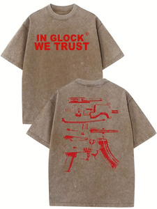 Camiseta Oversize Lavada con Gráfico Retro para Entusiastas <span class=keywords><strong>de</strong></span> Armas <span class=keywords><strong>de</strong></span> <span class=keywords><strong>Fuego</strong></span>, Estilo Urbano Casual Unisex, Venta al por Mayor desde Almacén <span class=keywords><strong>de</strong></span> EE. UU., Stock Disponible para Envío Inmediato - Product Image 1