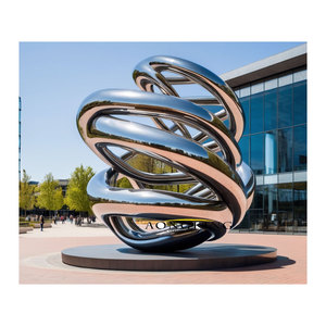Escultura de Acero Inoxidable Pulido con Acabado Espejo <span class=keywords><strong>Dorado</strong></span>, Arte Abstracto Moderno para Decoración de Hoteles y Plazas de Lujo - Product Image 4