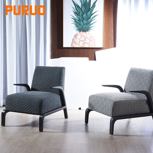 <span class=keywords><strong>Poltrona</strong></span> Relax PURUO per Soggiorno, Gambe in Legno Nero, Rivestimento in Pelle Grigia, Sedia Reclinabile per Hotel - Product Image 3
