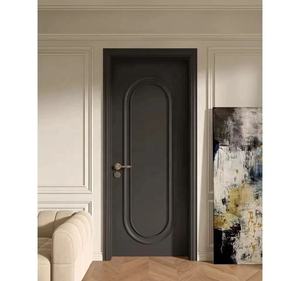 Portes en bois sur mesure de style français, adaptées aux résidences, hôtels et salles d'exposition, noir mat avec sculptures - Product Image 1