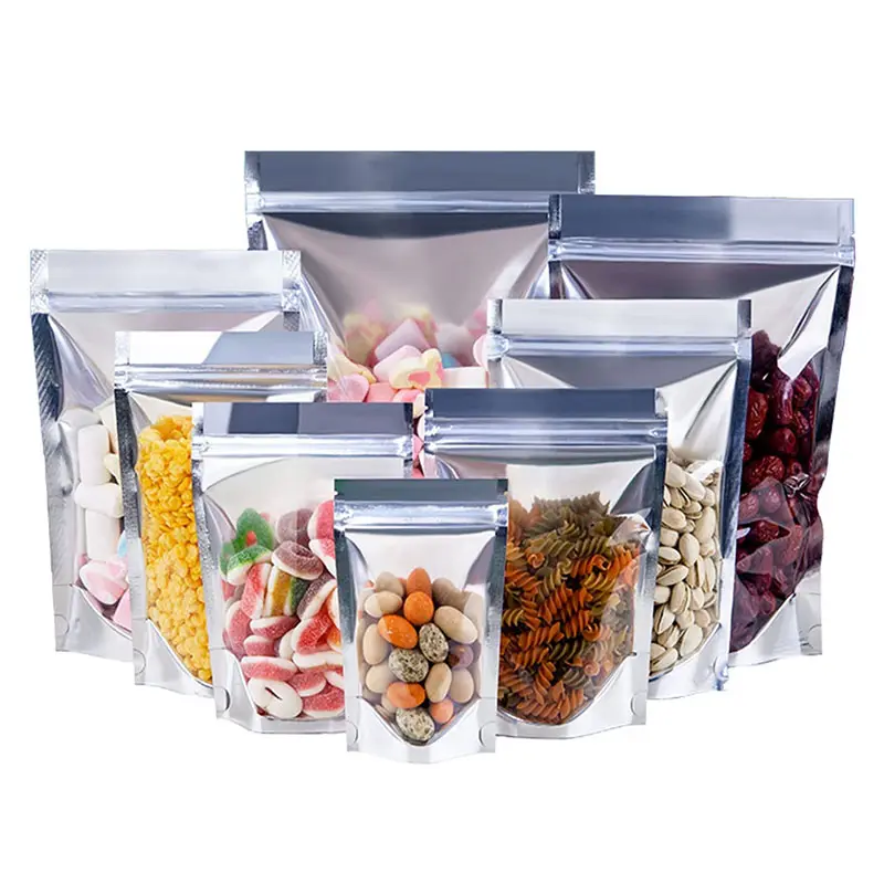 Customized Resealable Stand Up Pouch Aluminum Foil Doypack Zipper Zip Lock Mylar Candy Snacks Storage Plastic Food Package Bag