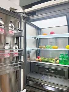 Réfrigérateur américain à portes françaises en acier inoxydable sans givre, prêt pour les panneaux, 30 pouces, congélateur inférieur, eau, ménage, hôtel - Product Image 5