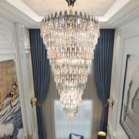 Lustre nordique moderne de luxe à LED en cristal pour hôtels, escaliers, mariage, salon, grandes lampes suspendues de 90 pouces avec plafond en verre