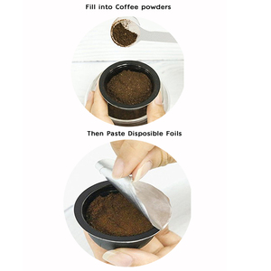 100 pièces/paquet 57MM joints de dosettes de café jetables pour Capsules <span class=keywords><strong>Nespresso</strong></span> feuilles crème <span class=keywords><strong>mousse</strong></span> café filtre couvercle aluminium autocollant - Product Image 2