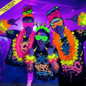 Collana, Braccialetto e Occhiali Fluorescenti che si Illuminano al Buio, Accessori per Photo Booth, Compleanni, Serate a Tema e Carnevale - Product Image 1