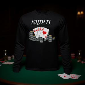 Camiseta de manga larga Ship It Poker con diseño de fichas de cartas Royal Flush Heart - Product Image 3