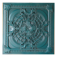 Plaques de plafond artistiques en PVC, panneaux muraux imperméables pour hôtel de luxe léger PL31, couleur cyan antique