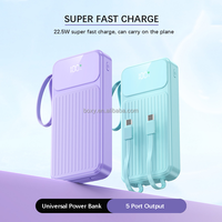 OEM/ODM PD 22.5W Bancos de Energía Portátiles con Cable USB C Integrado 20000mAh Carga Rápida de Emergencia 20000mAh