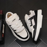 Chaussures pour hommes respirantes à lacets, bout rond, style coréen, motif à carreaux blancs, tige en cuir véritable, PU, sportives et tendance