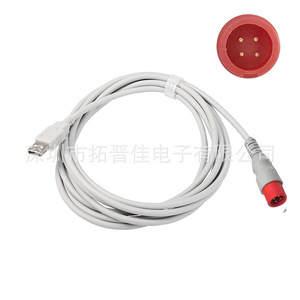 Câble adaptateur de capteur de pression Biolight à 4 broches pour connexion à l'échographe Abbott Edwards, en PVC, type enfichable - Product Image 1