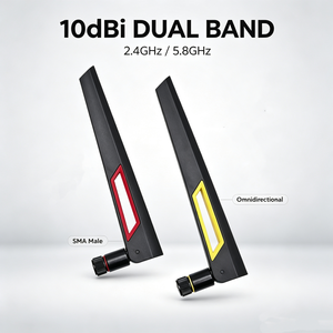 Antena Omnidireccional de Goma Plegable de Doble Banda 2.4G 5.8G de 10DBi Premium con Conector SMA Macho para <span class=keywords><strong>Router</strong></span> <span class=keywords><strong>WiFi</strong></span> IoT Zigbee - Product Image 1