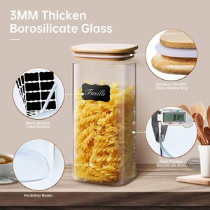 280ML Glass Square <b>Spice</b> <b>Jars</b> Empty Storage Containers Airtight Pressed Lid Eco-Friendly Freshness Preservation Kitchen - Product Image 3