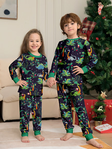 Personaggi del modello dei cartoni animati pigiama a maniche lunghe per la casa di famiglia abbigliamento da notte Set taglia più Anti-strizzacervelli per le ragazze invernali - Product Image 5