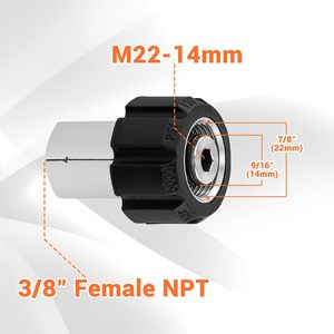 เครื่องฉีดน้ำแรงดันสูง Stm รุ่น M22 ขนาด 14 มม. ถึง 3/8 นิ้ว NPT ข้อต่อสแตนเลส สายอะแดปเตอร์ 5000 ปอนด์ต่อตารางนิ้ว - Product Image 2