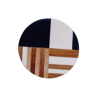 Sous-verres ronds en bois et marbre pour la décoration de table et la décoration de la maison, sous-verres ronds pour la décoration de table - Product Image 1