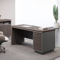 Bureau de direction moderne en forme de L avec armoire droite, panneau mélaminé écologique de qualité E1, table de bureau de luxe pour PDG et dirigeants