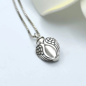 Collana con ciondolo urna cremazione ala angelo in argento sterling 925 per ceneri - Product Image 2