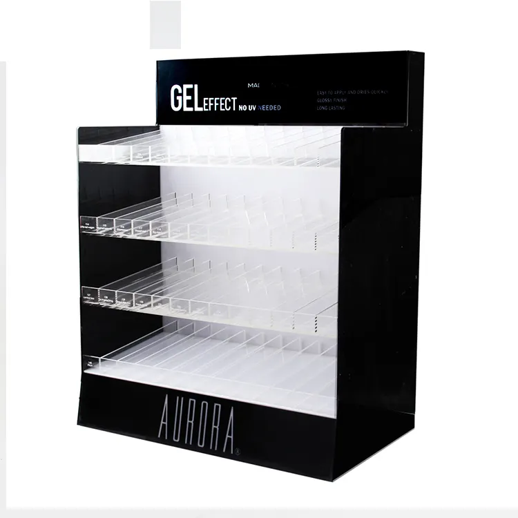 Plexiglas Kosmetik Make-Up Lagerung Box In Wand Nagel Boden Polish Acryl LED Display Stand